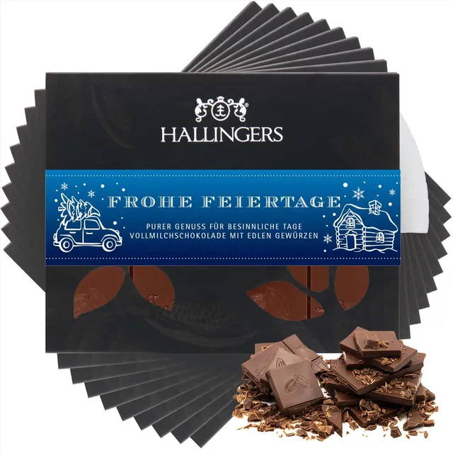 hallingers-frohe-feiertage-schokolade-xmas-gew-rze-10x900g image 1