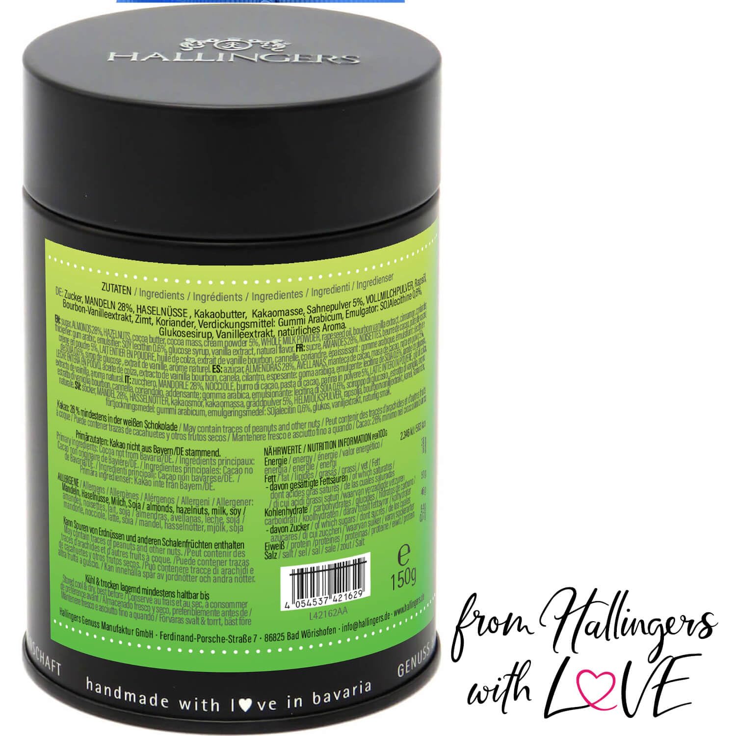 hallingers-schokolade-nougat-mandeln-hasenfamilie-dose-150g-ohne-alkohol image 5
