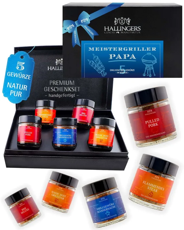 hallingers-meistergriller-papa-gew-rzset-5x-geschenkbox-87g image 1