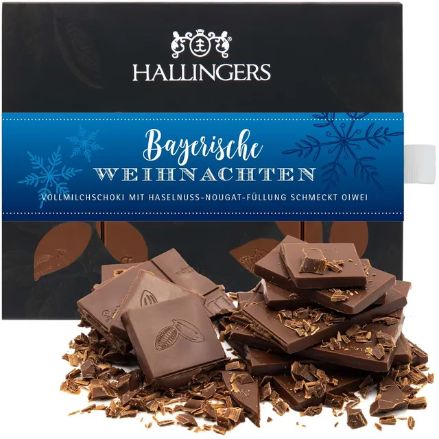 hallingers-schokolade-bayerische-weihnacht-tafel-haselnuss-ohne-alkohol image 1
