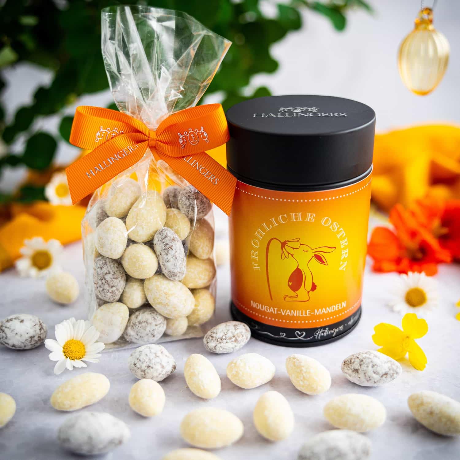 hallingers-schokolade-nougat-mandeln-fr-hliche-ostern-150g-dose image 2