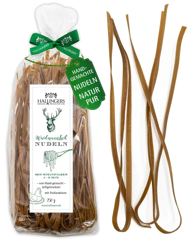 hallingers-kochen-steinpilz-nudeln-pasta-j-ger-geschenk-250g image 1