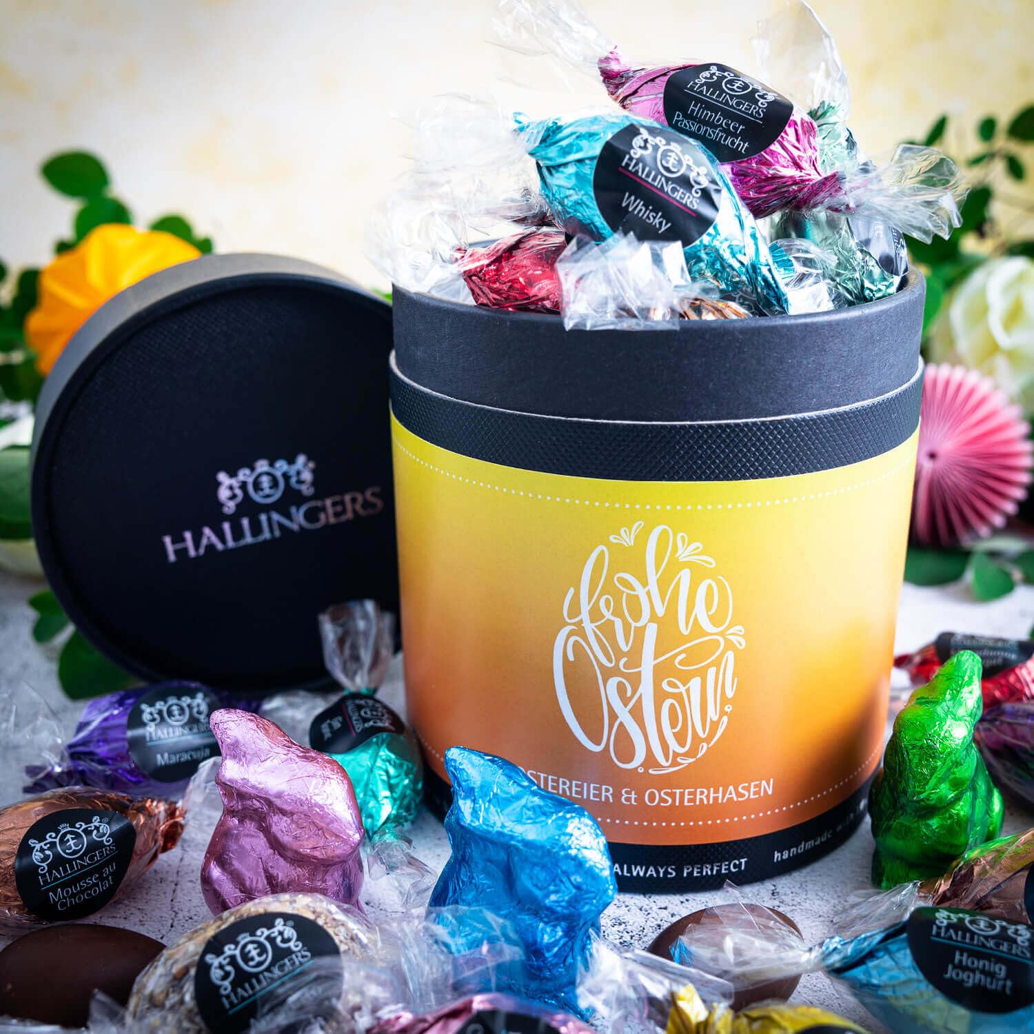 hallingers-frohe-ostern-osterei-pralinen-geschenkdose-400g image 2