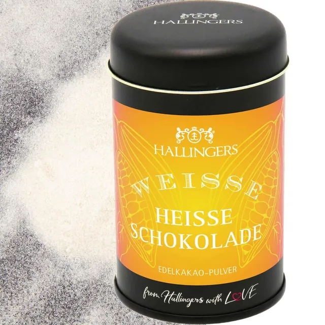 hallingers-schokolade-wei-trinkschokolade-pulver-ohne-alkohol-130g image 1