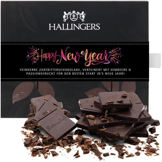 hallingers-happy-new-year-pink-vegane-schokolade-90g-himbeer image 1