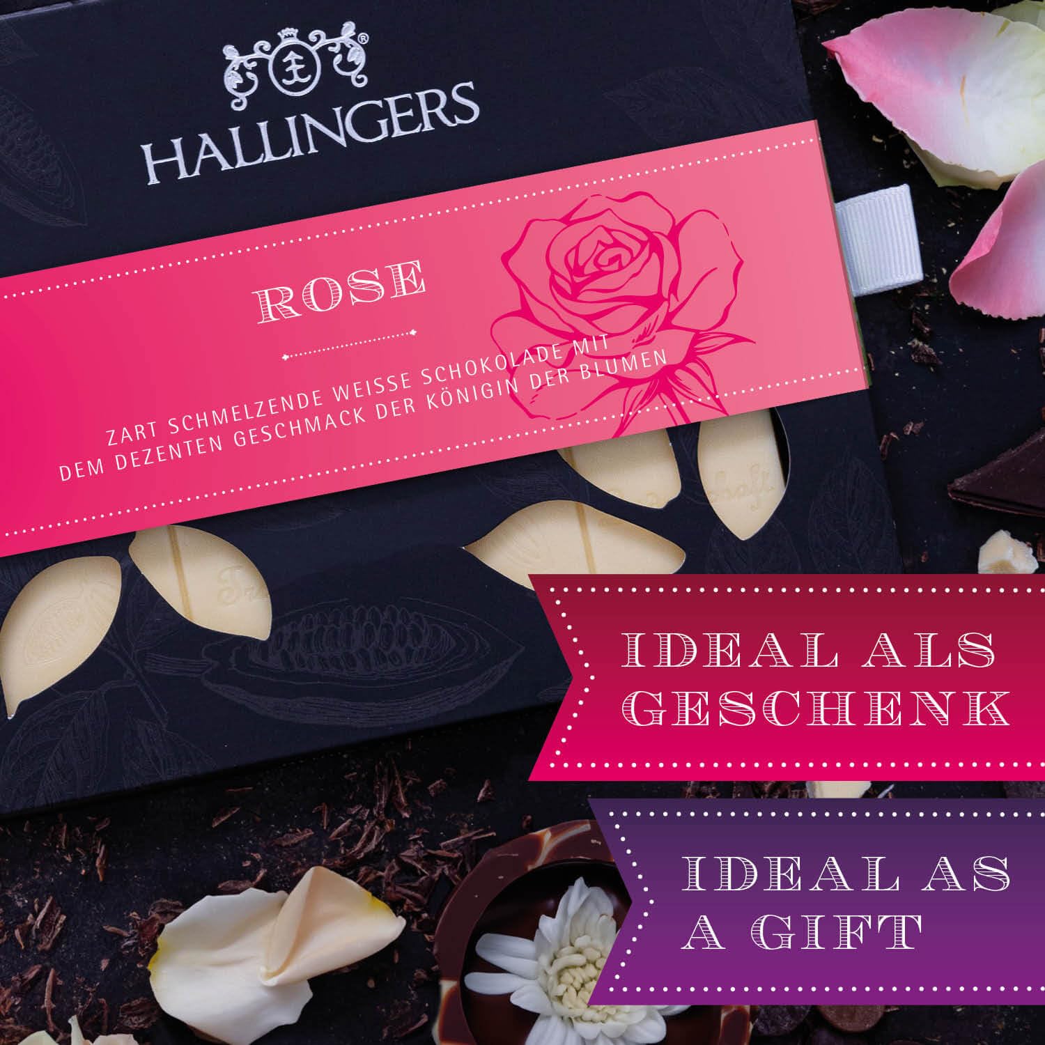 hallingers-schokolade-rose-wei-e-tafel-90g-box-geschenk image 3