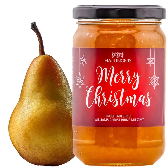 hallingers-merry-christmas-fruchtaufstrich-williams-birne-330g image 1