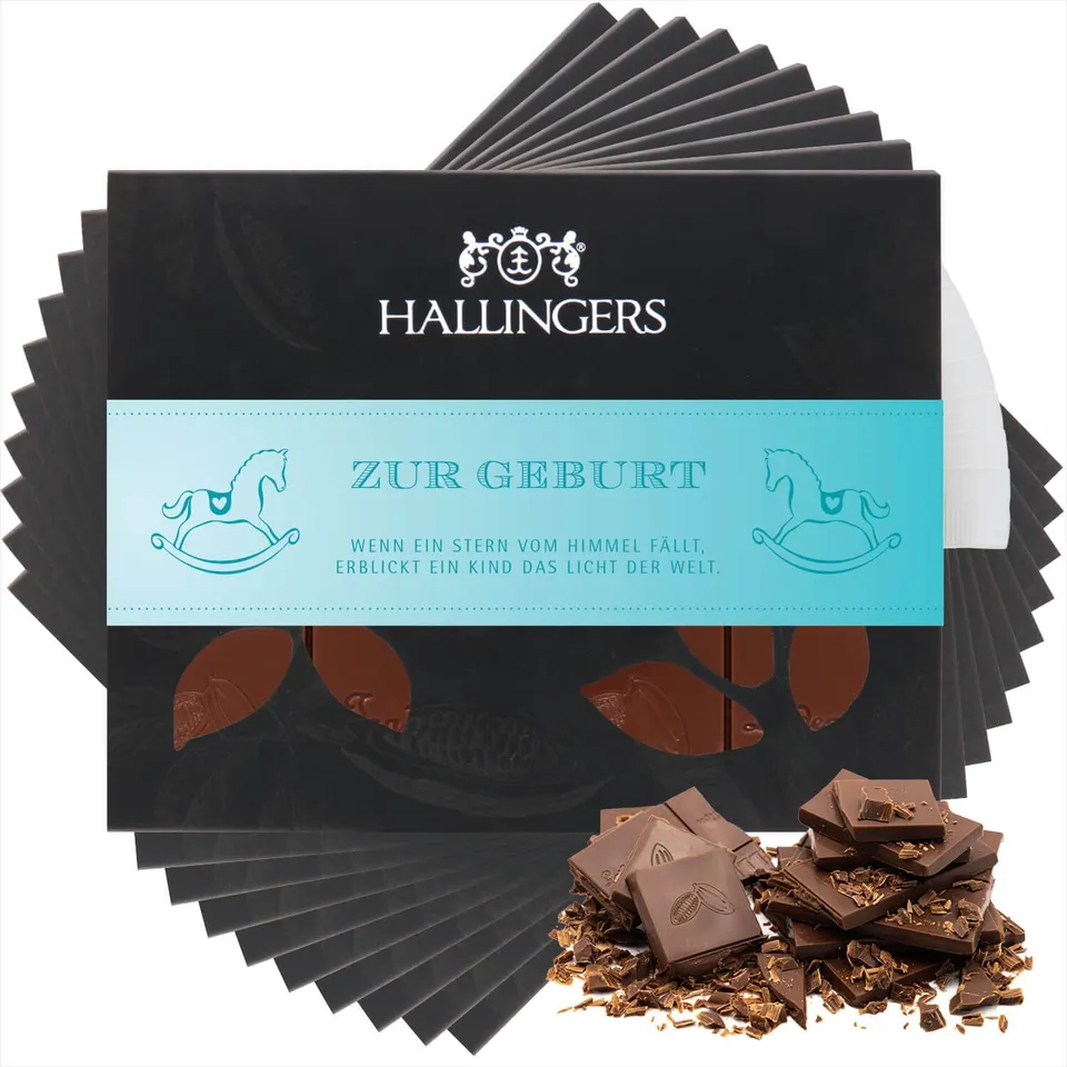 hallingers-schokolade-zur-geburt-tafel-schokolade-10x-ohne-alkohol image 1
