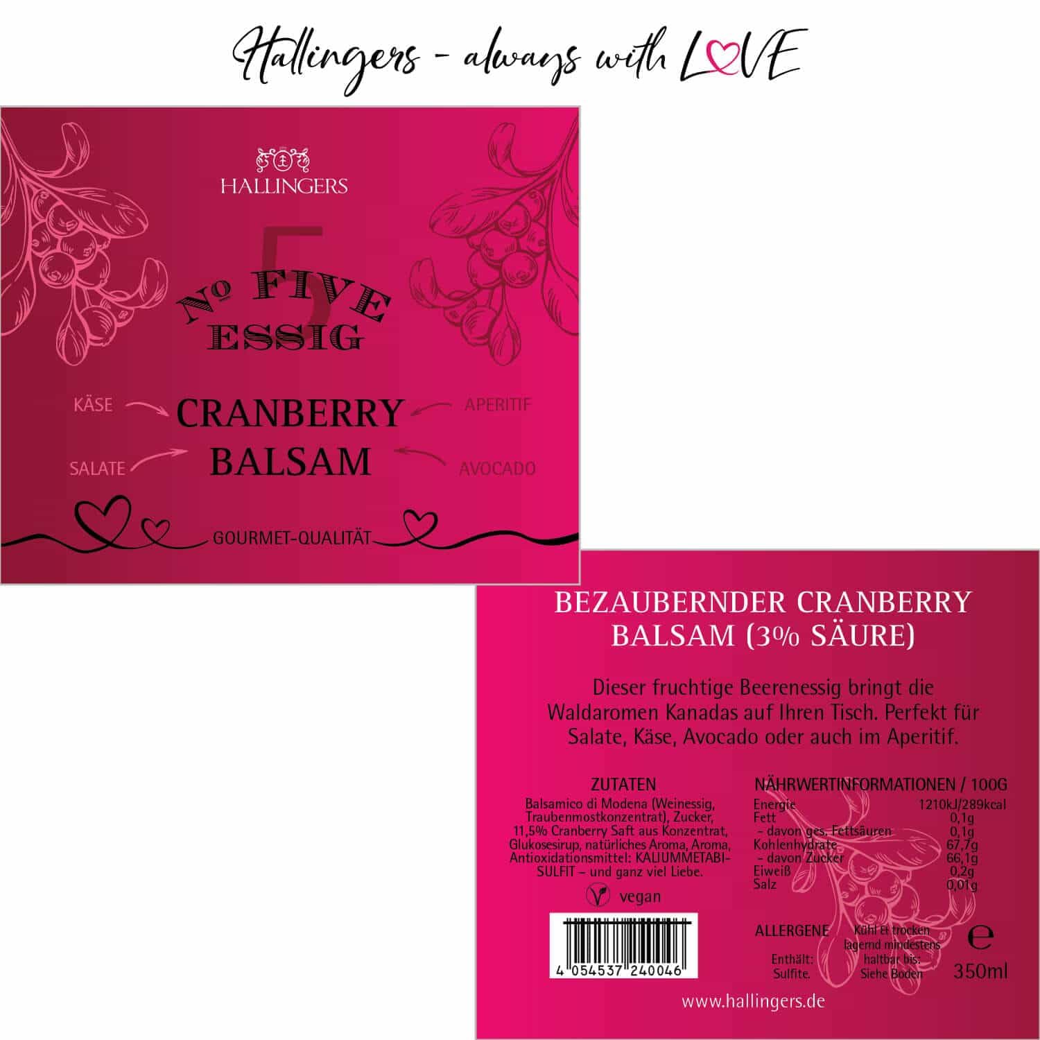 hallingers-no-5-cranberry-balsam-essig-350ml-geschenkflasche-mild image 6