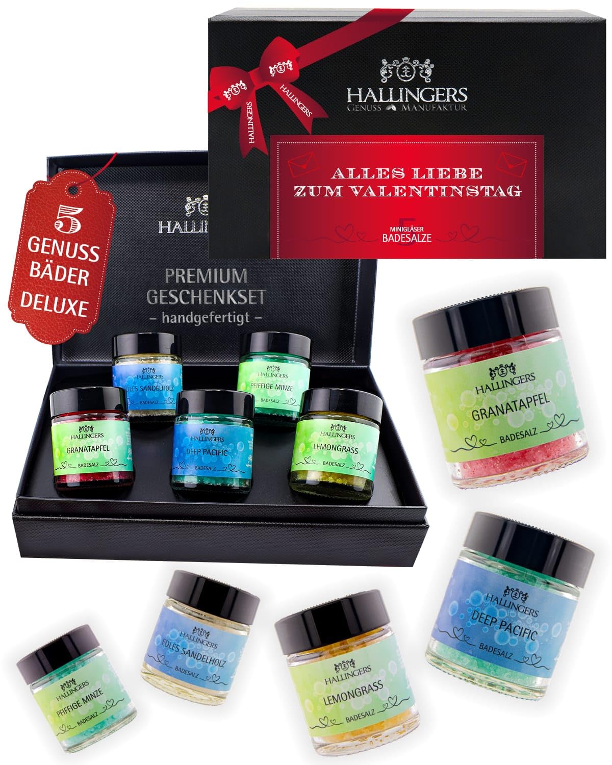 hallingers-frohe-weihnachten-badesalz-set-5tlg-totes-meer image 1