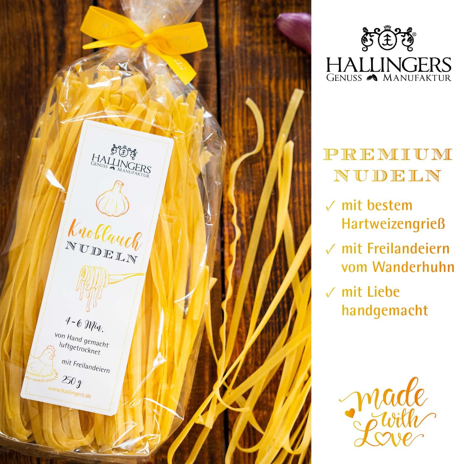 hallingers-kochen-knoblauch-nudeln-pasta-geschenk-250g-freilandei image 2
