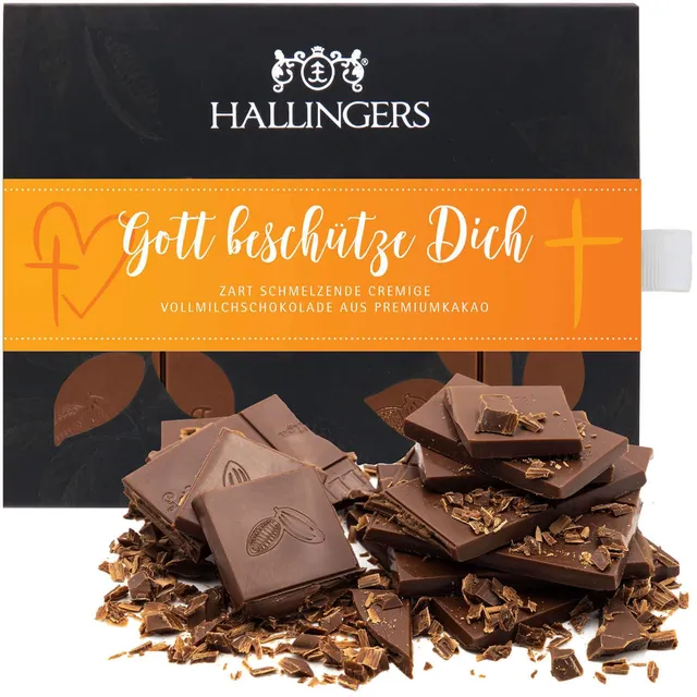 hallingers-schokolade-gott-besch-tze-dich-tafel-pur-geschenk image 1