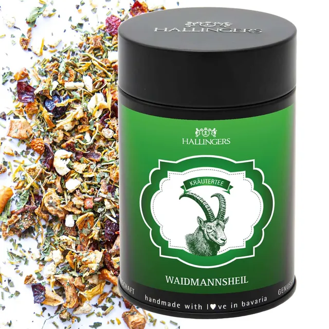 hallingers-tee-waidmannsheil-bergwiese-kr-utertee-dose-110g image 1