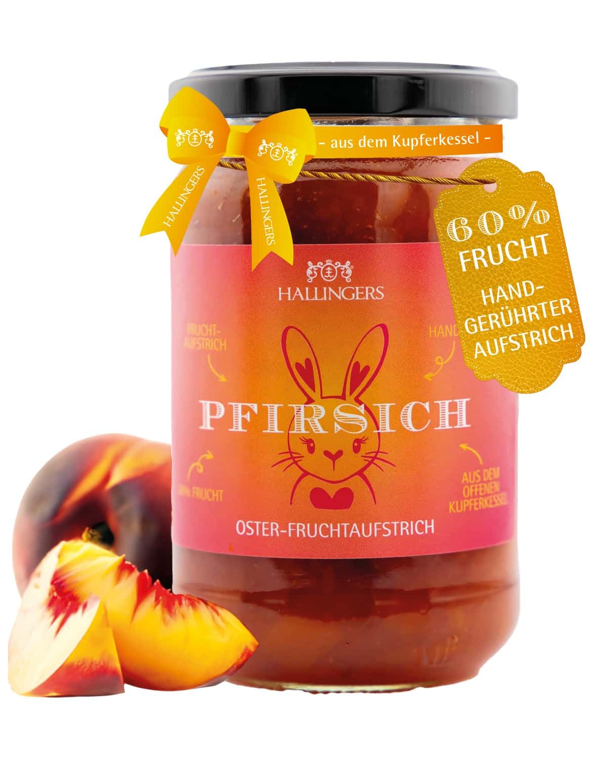 hallingers-honig-konfit-ren-oster-fruchtaufstrich-pfirsich-330g image 1