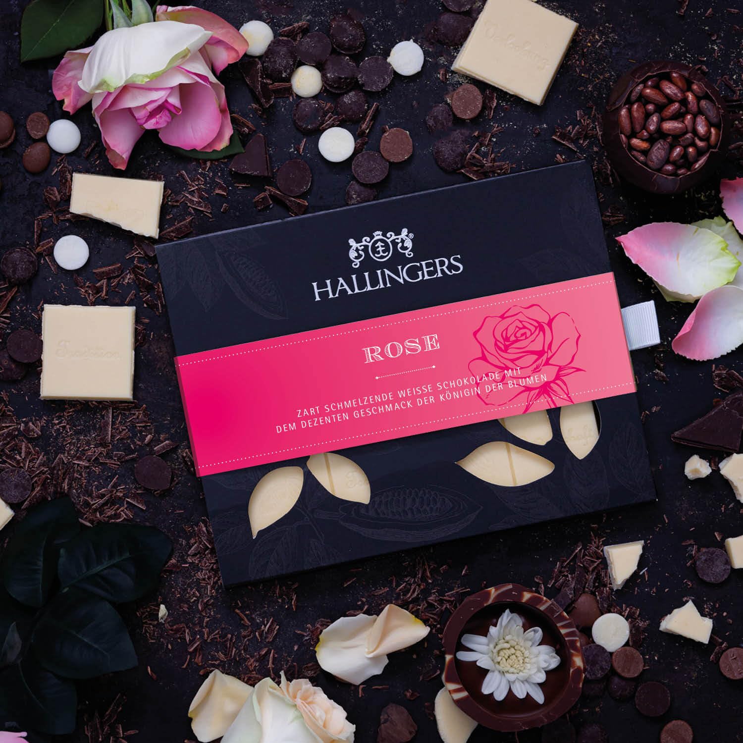 hallingers-schokolade-rose-wei-e-tafel-90g-box-geschenk image 2