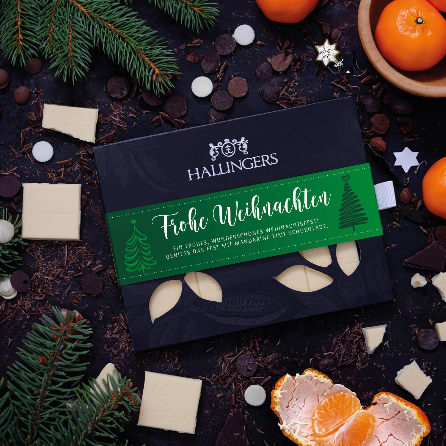 hallingers-frohe-weihnachten-wei-e-schokolade-mandarine-zimt-90g image 2