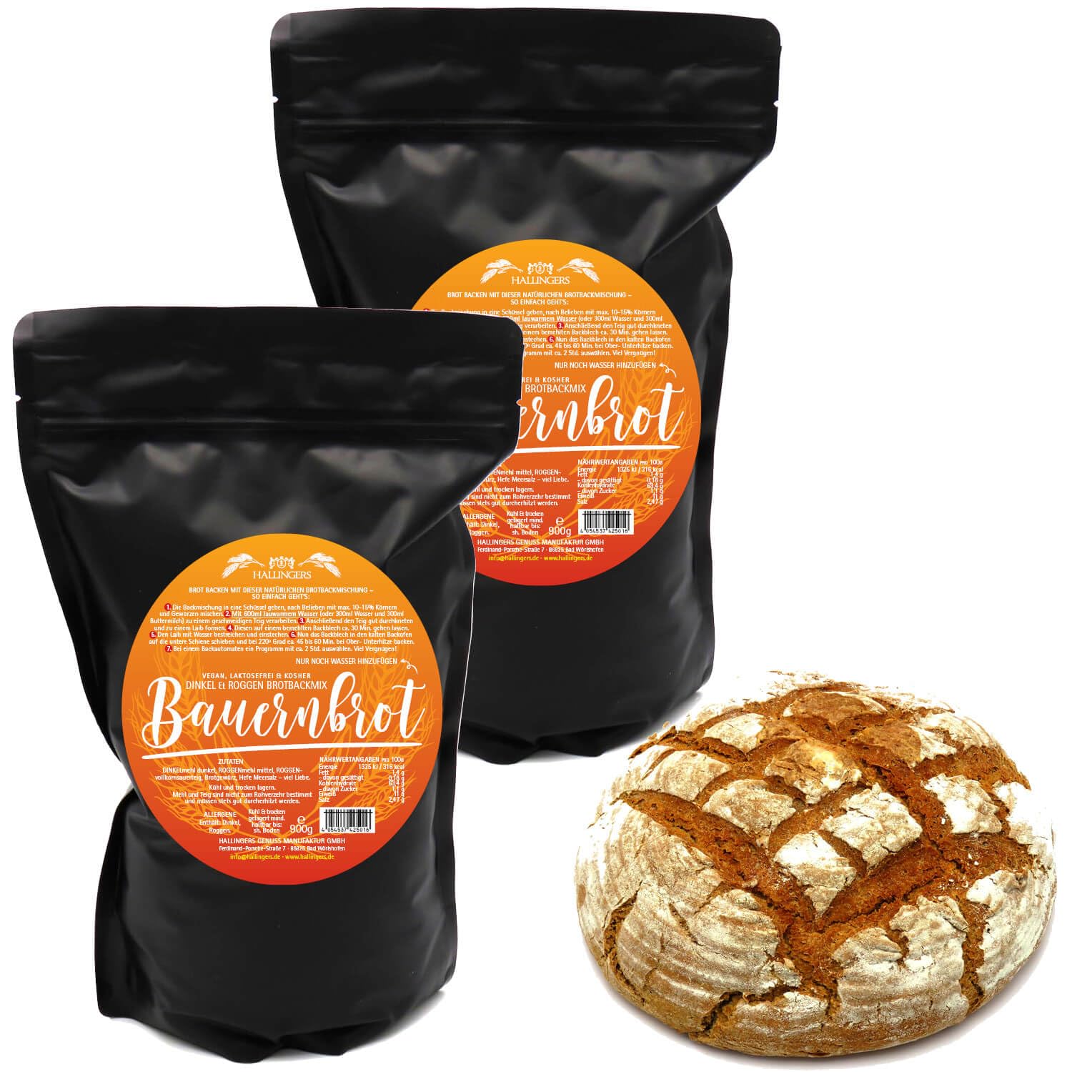 hallingers-kochen-bauernbrot-brotbackmischung-2er-dinkel-roggen image 1