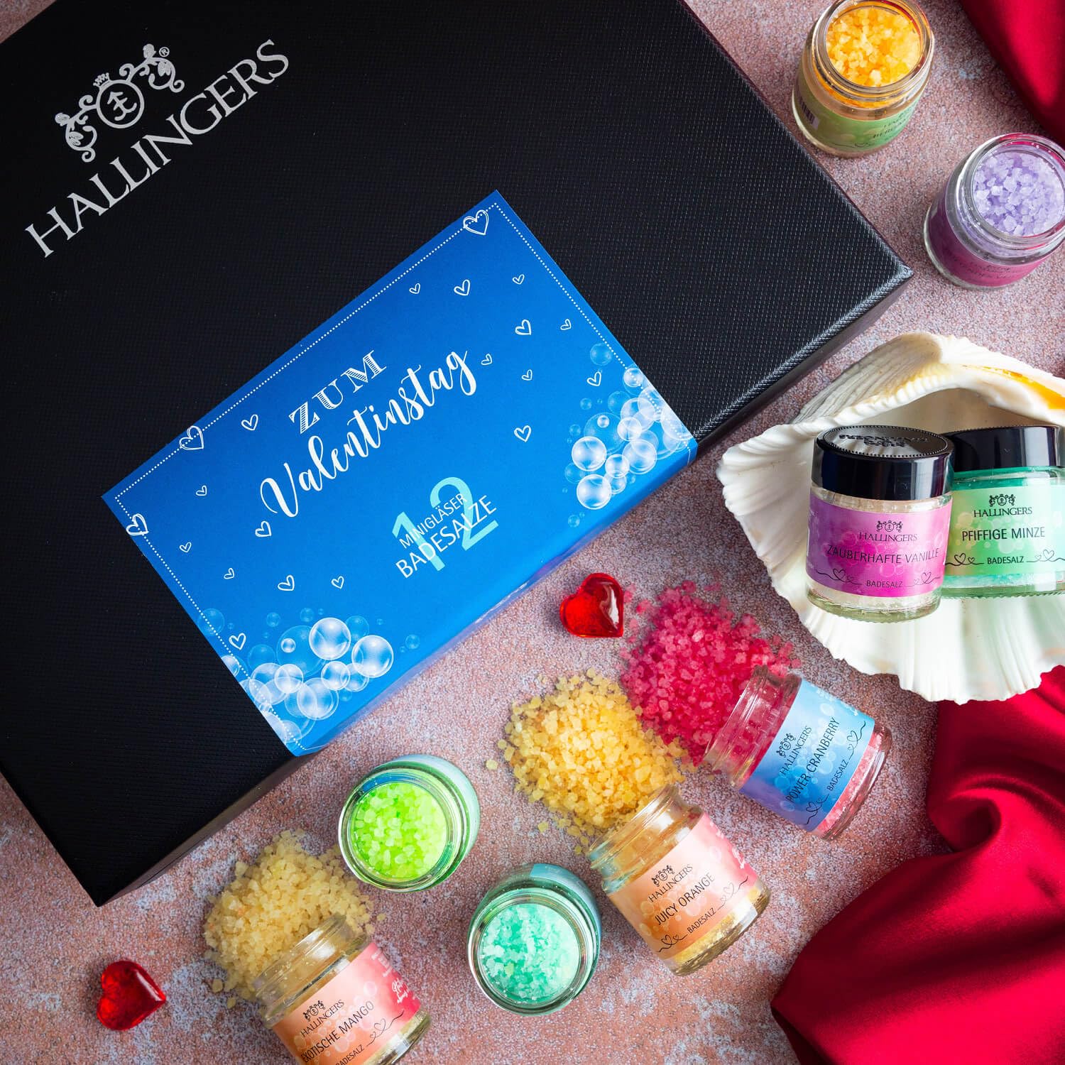 hallingers-wellness-zum-valentinstag-badesalz-12er-set-geschenkbox image 2