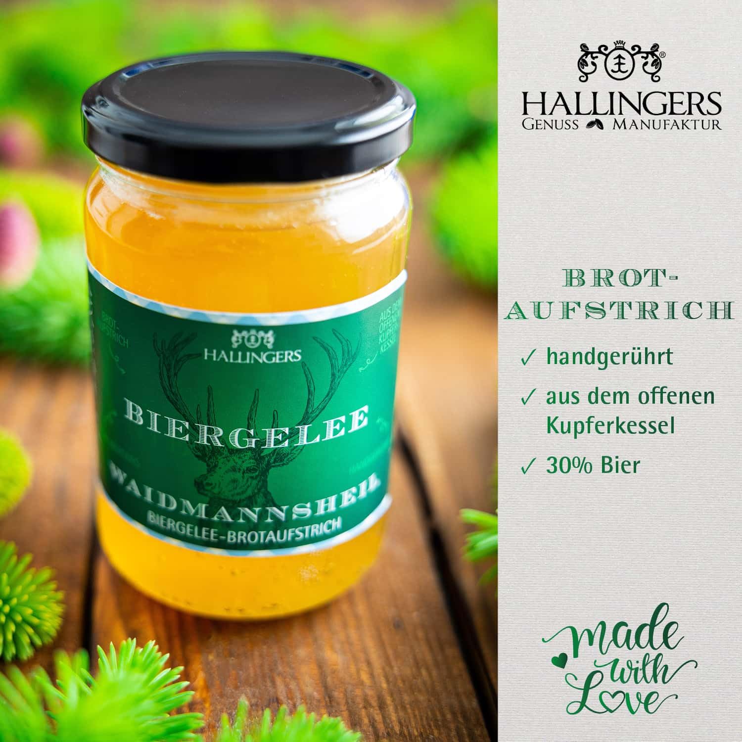 hallingers-honig-konfit-ren-waidmannsheil-biergelee-330g image 2