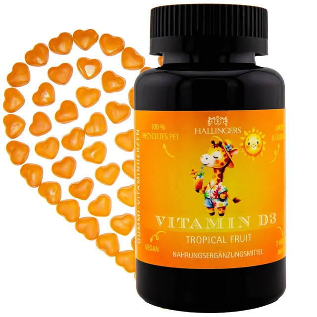 hallingers-wellness-vitamin-d3-giraffe-gummies-60-tropical-1000-ie-vegan image 1