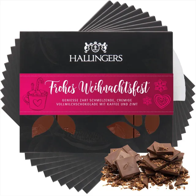 hallingers-frohes-weihnachtsfest-schokolade-10-tafeln-kaffee-zimt image 1