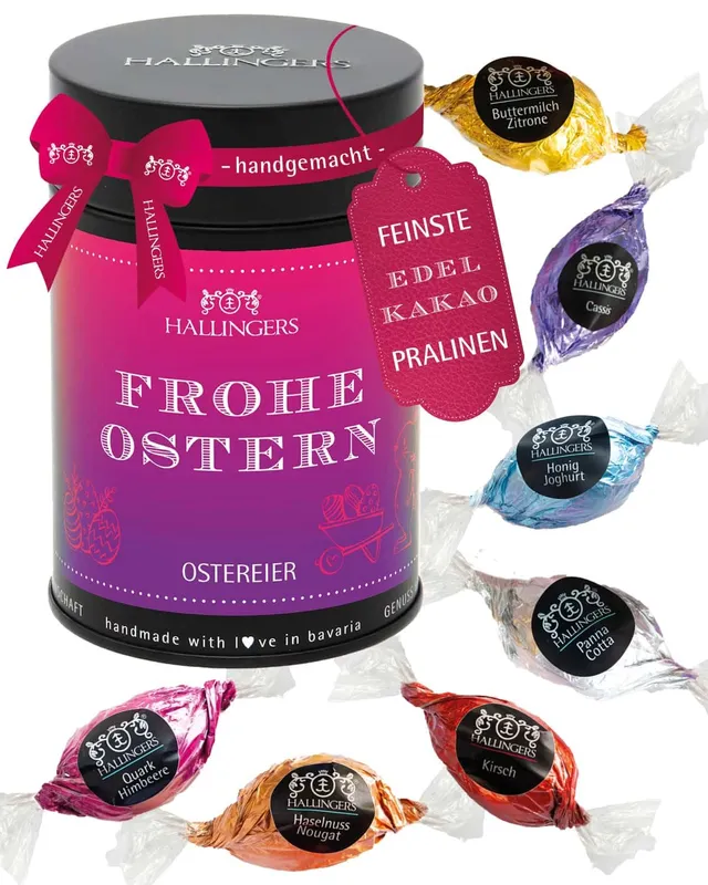 hallingers-pralinen-frohe-ostern-dose-150-g-ohne-alkohol image 1