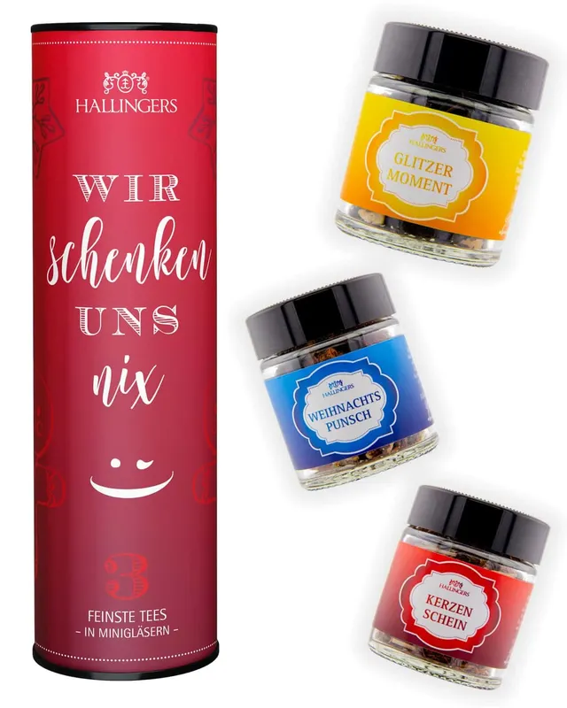 hallingers-tee-wir-schenken-uns-nix-geschenkset-3-sorten image 1