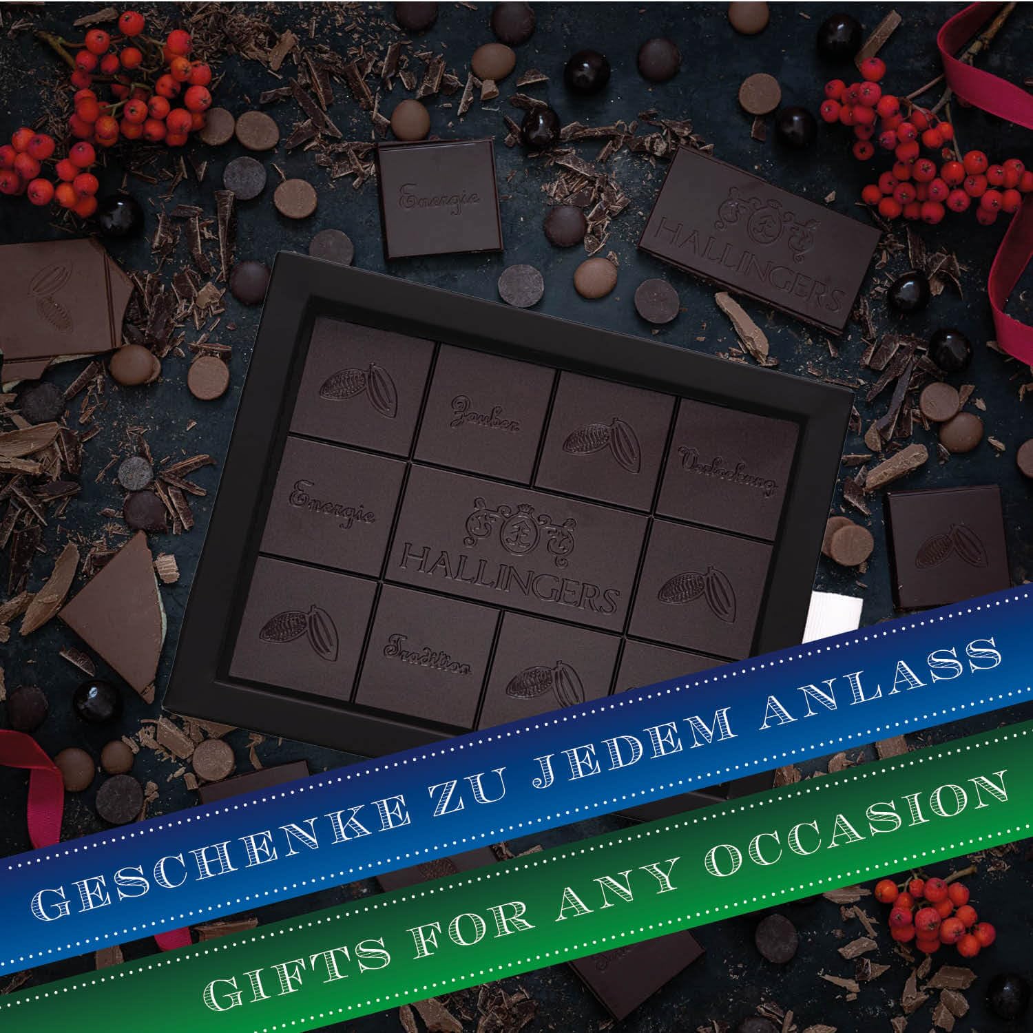 hallingers-frohe-weihnachten-zartbitter-85-vegane-tafel-90g image 4