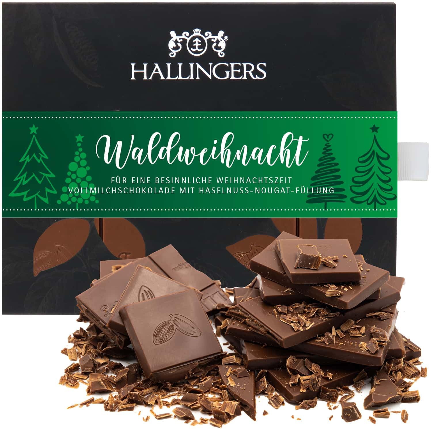 hallingers-schokolade-waldweihnacht-tafel-90g-haselnuss image 1