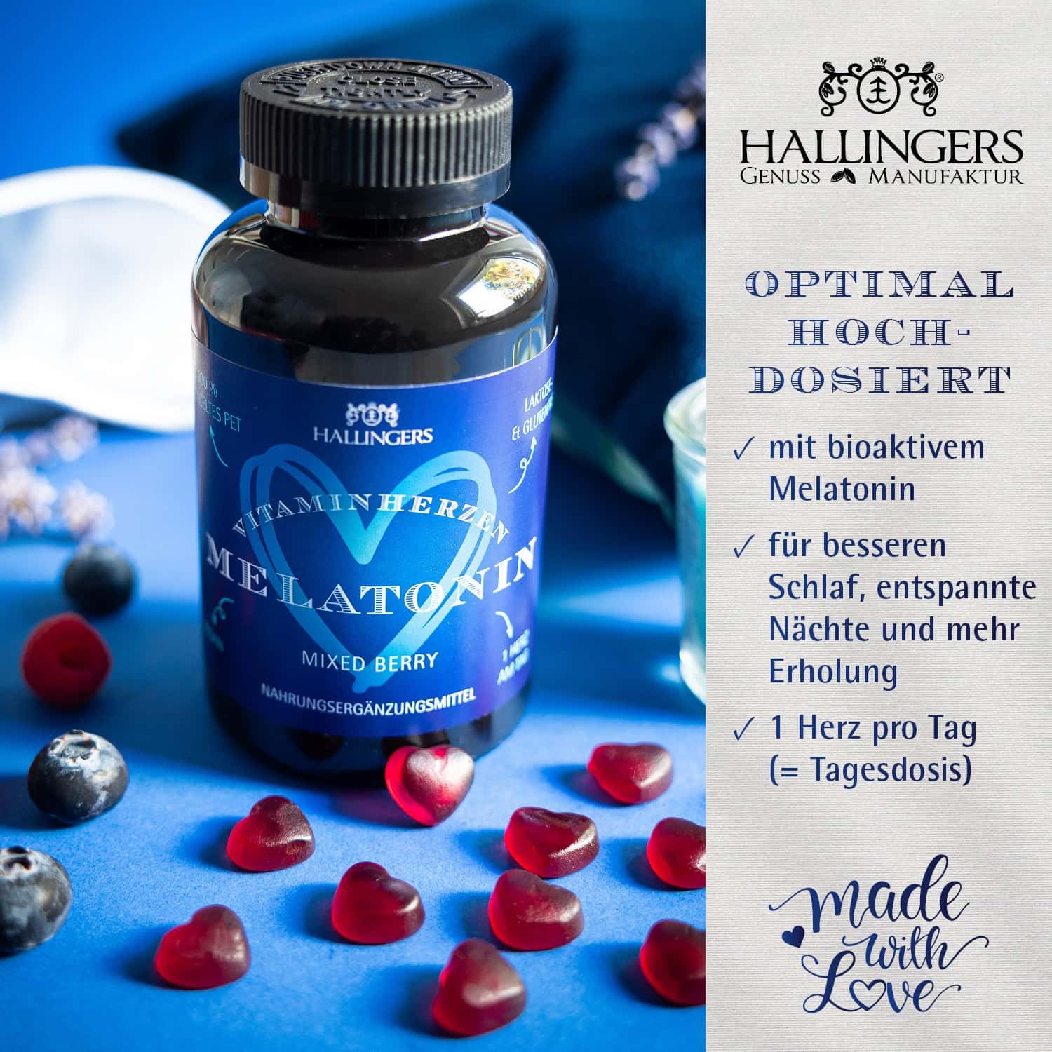 hallingers-wellness-melatonin-herz-gummies-120-mixed-berry-0-5-mg-vegan image 2