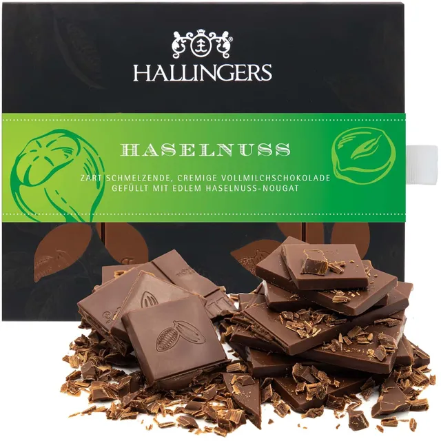hallingers-schokolade-haselnuss-tafel-vollmilch-nougat-90-g image 1