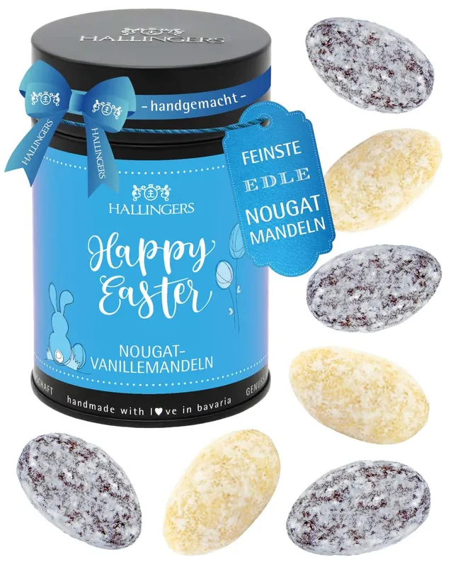 hallingers-happy-easter-nougat-mandeln-150-g-geschenkdose image 1