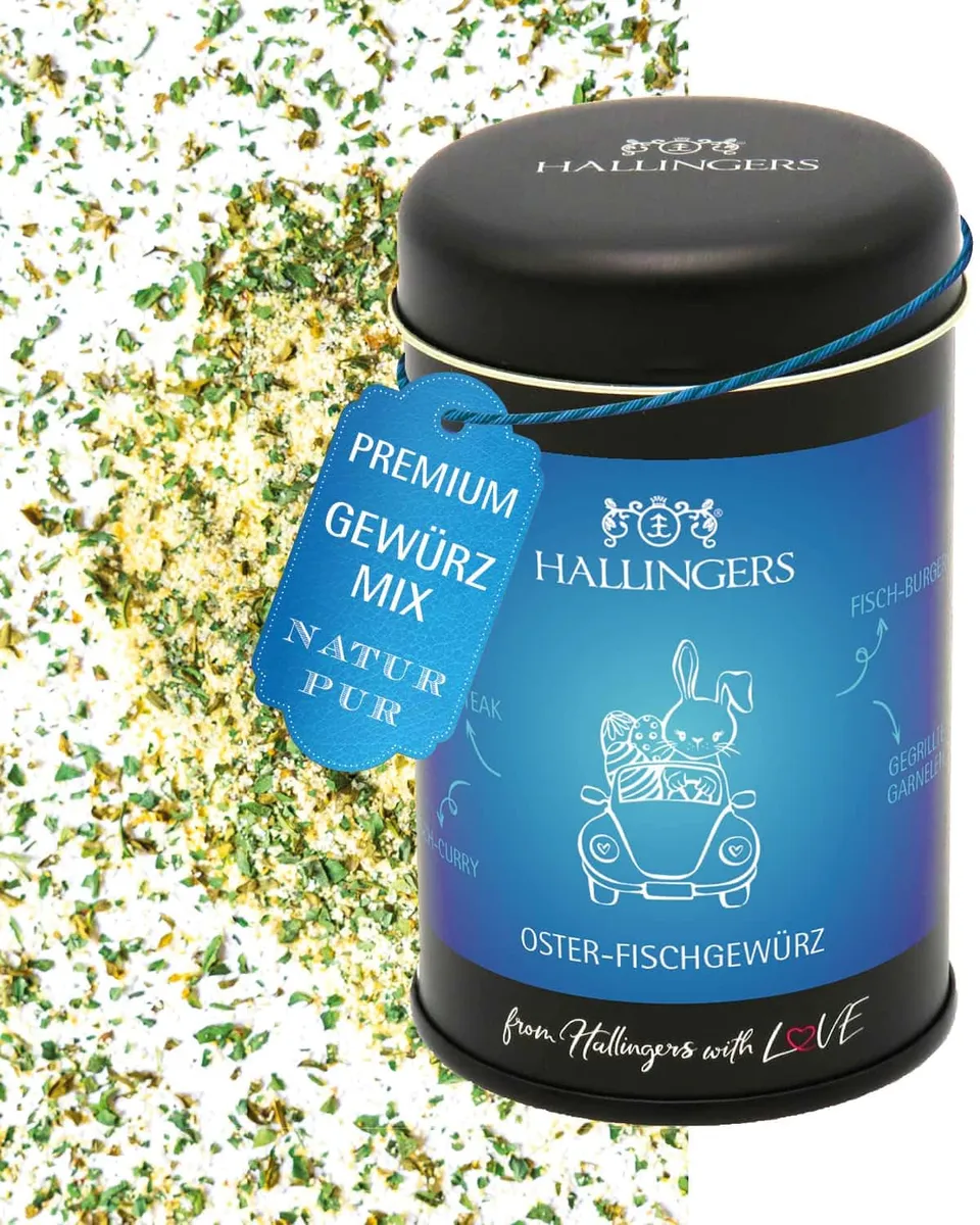 hallingers-kochen-karibisches-oster-fischgew-rz-105g-geschenkdose image 1