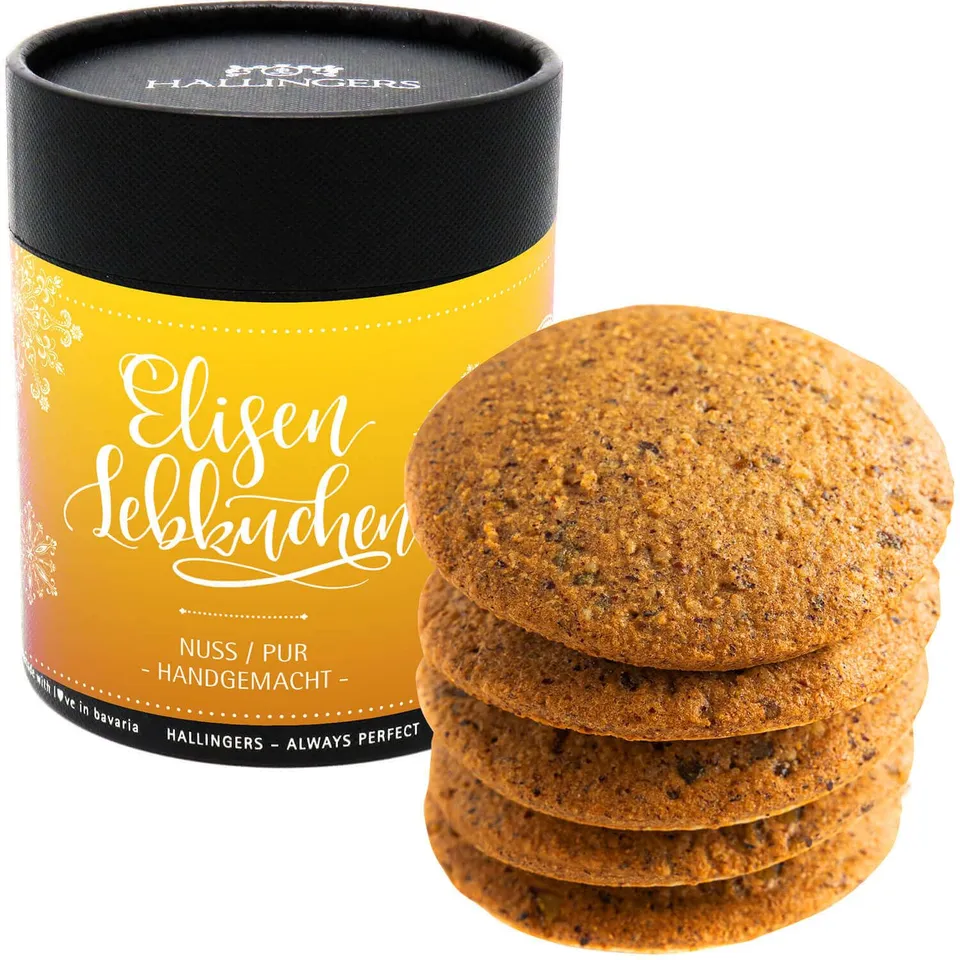 hallingers-gen-sse-elisen-lebkuchen-nuss-pur-dose-400g image 1