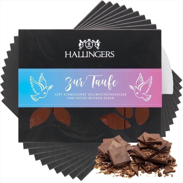 hallingers-schokolade-zur-taufe-pur-tafeln-10x-geschenk image 1