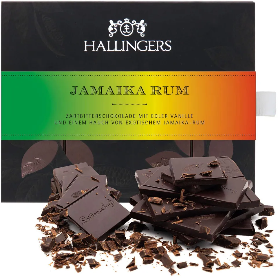 hallingers-jamaika-rum-schokolade-zartbitter-vanille-90g image 1