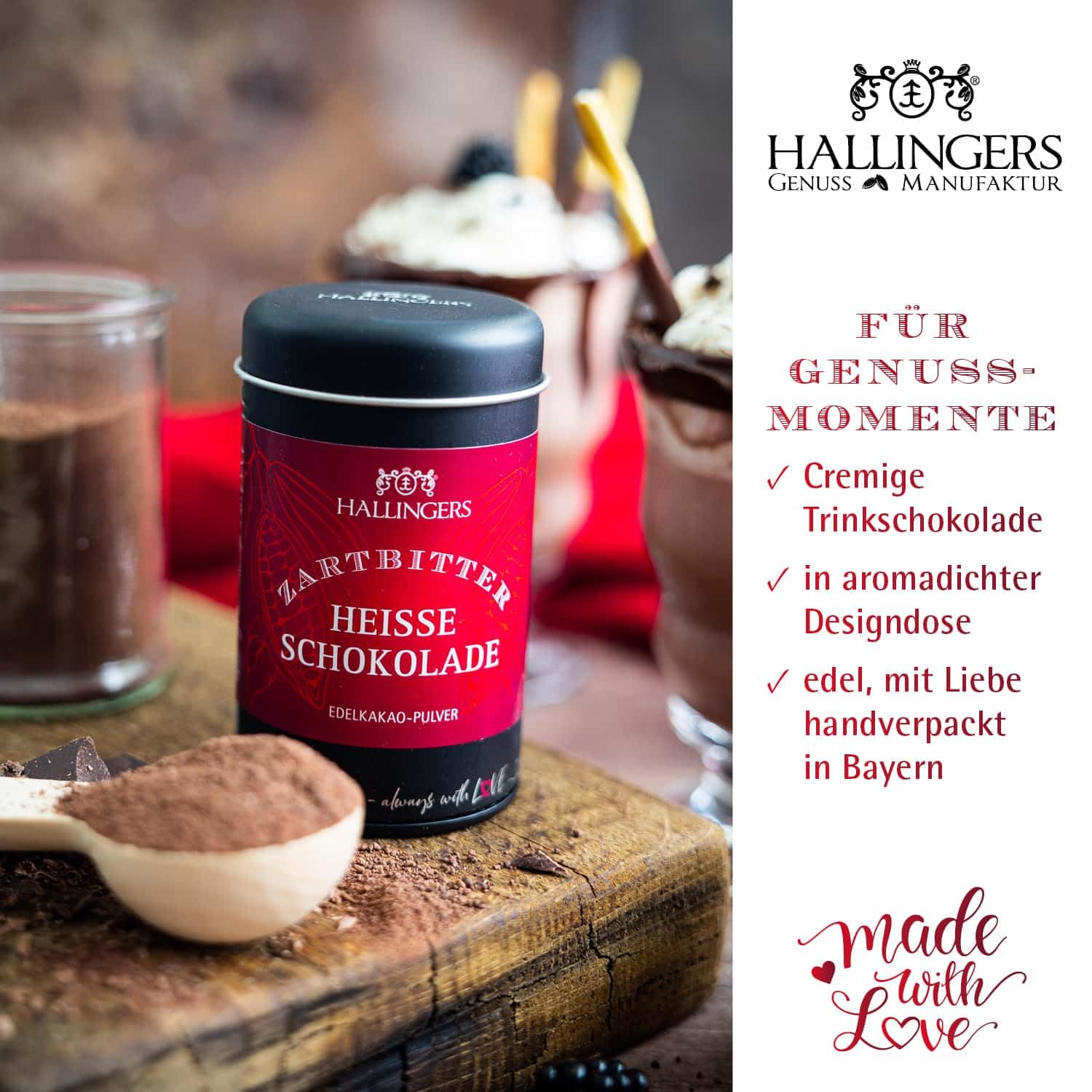 hallingers-zartbitter-trinkschokolade-pulver-130g-geschenkdose-kakao image 4