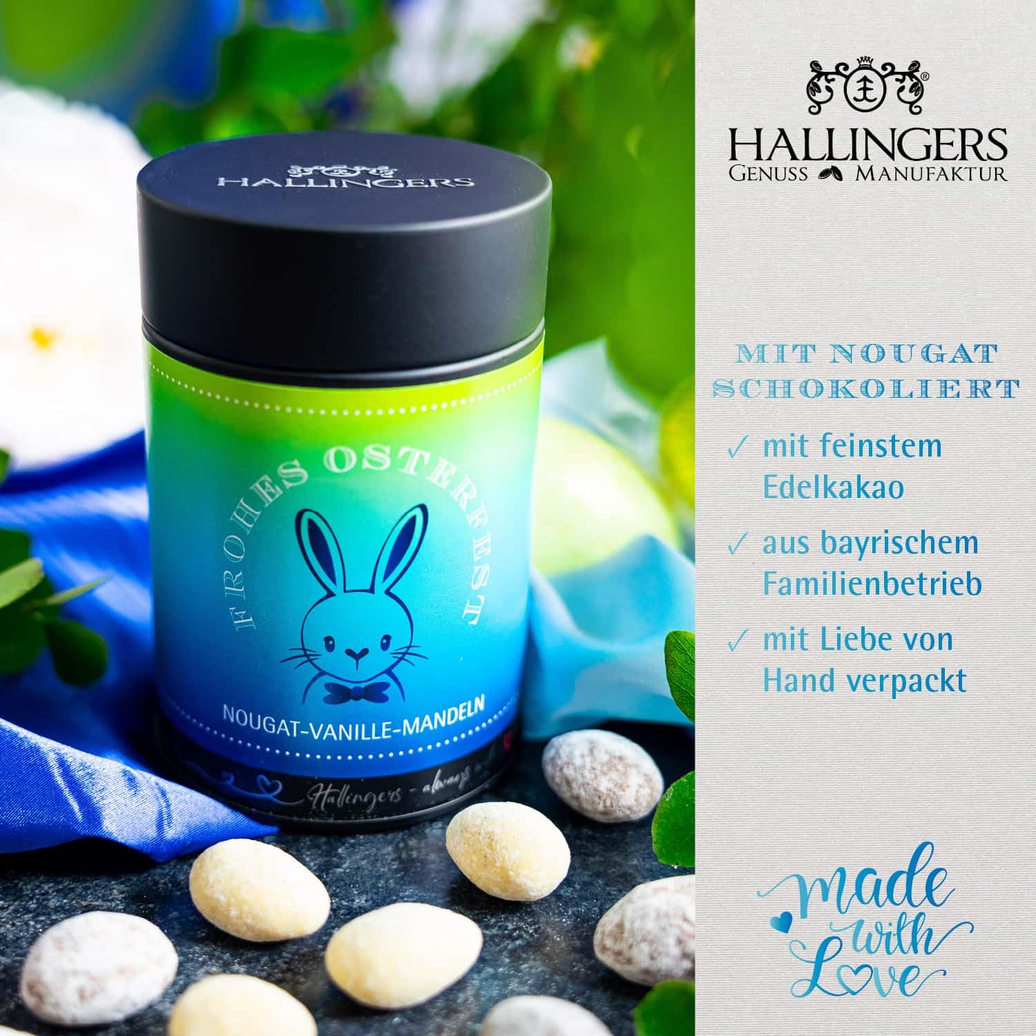 hallingers-nougat-mandeln-frohes-osterfest-150g-dose image 3