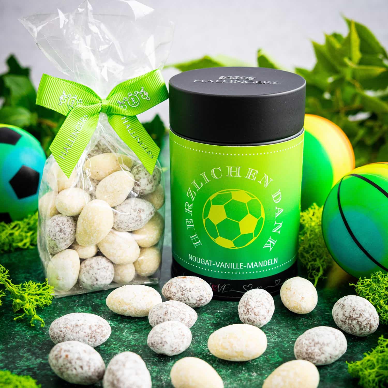 hallingers-schokolade-nougat-mandeln-herzlichen-dank-fu-ball-150g image 2
