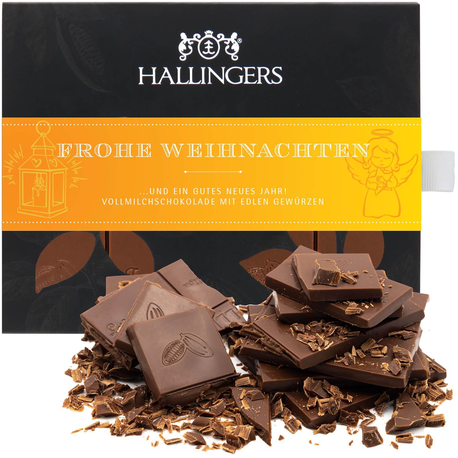 hallingers-schokolade-frohe-weihnachten-tafel-xmas-gew-rze-90-g image 1