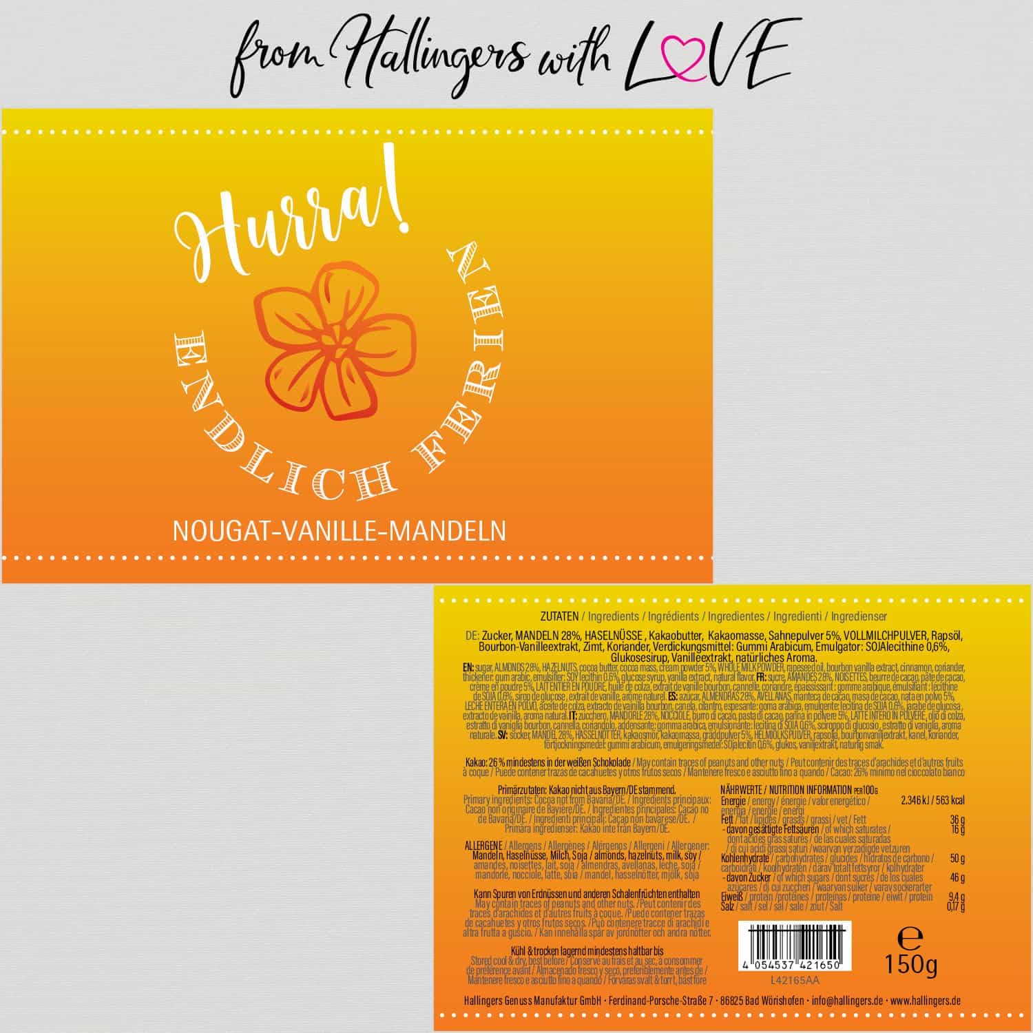 hallingers-schokolade-hurra-endlich-ferien-nougat-mandeln-150g image 6