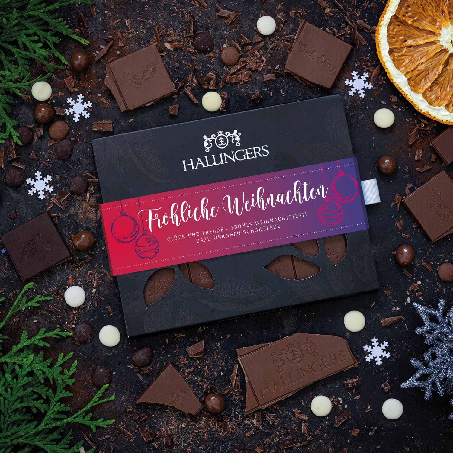 hallingers-schokolade-fr-hliche-weihnachten-vollmilch-orange-tafel-90g image 2