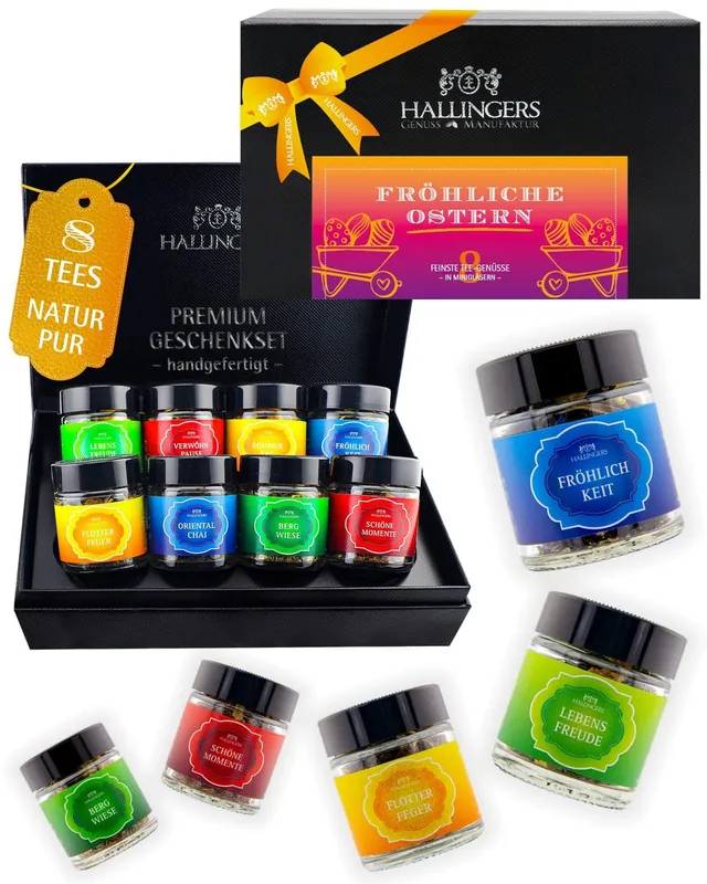 hallingers-tee-fr-hliche-ostern-probierset-8-sorten-82g-box image 1