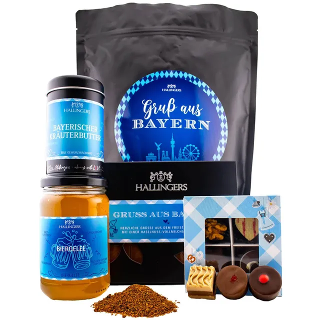 hallingers-gru-aus-bayern-geschenkset-wundert-te-pralinen image 1
