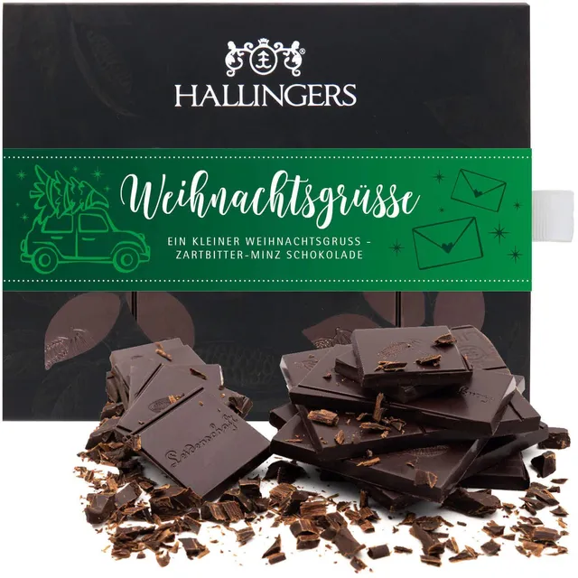 hallingers-schokolade-weihnachtsgr-e-tafel-minze-90g-vegan image 1