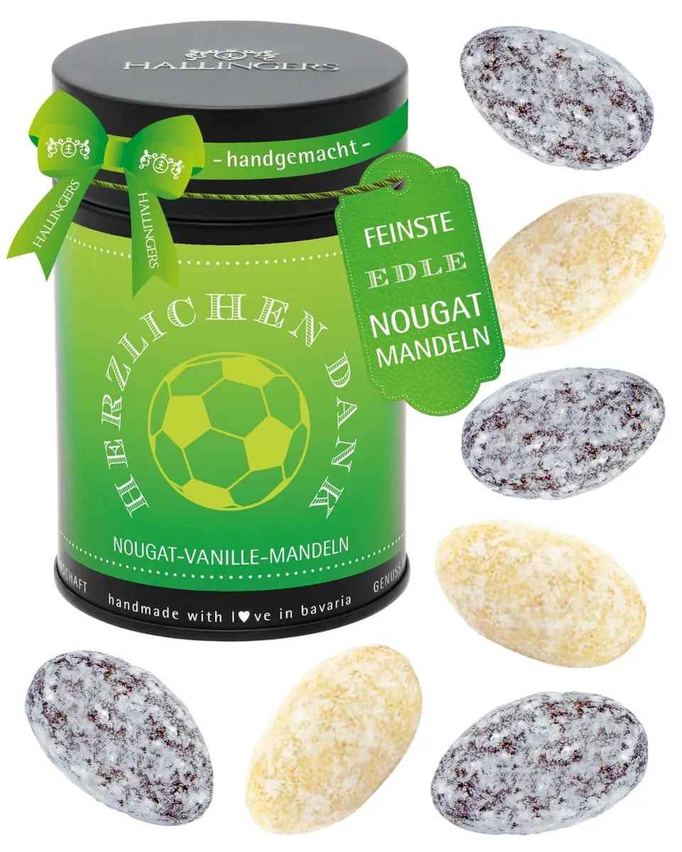 hallingers-schokolade-nougat-mandeln-herzlichen-dank-fu-ball-150g image 1