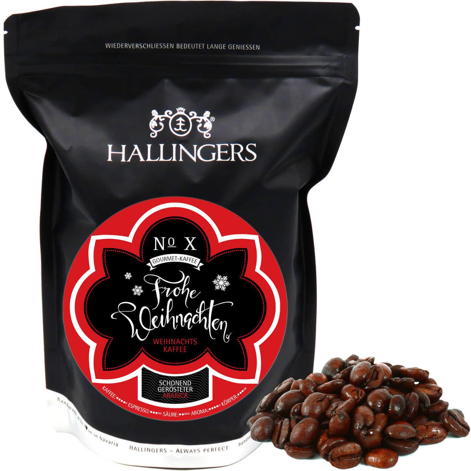 hallingers-no-x-frohe-weihnachten-kaffee-arabica-bohnen-500-g image 1
