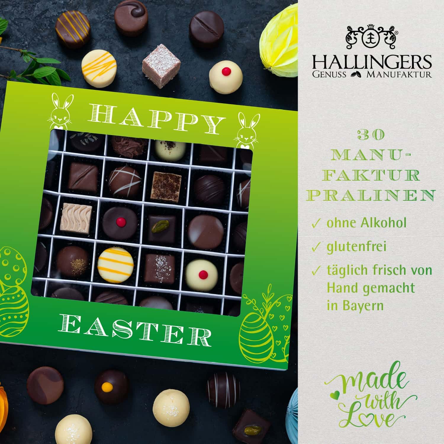 hallingers-pralinen-happy-easter-pralinen-442g-xxl-geschenkbox image 2