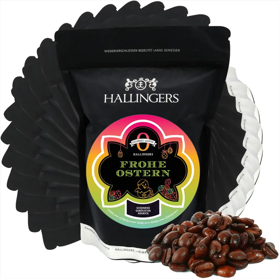 hallingers-kaffee-no-o-frohe-ostern-arabica-bohnen-set-10x image 1