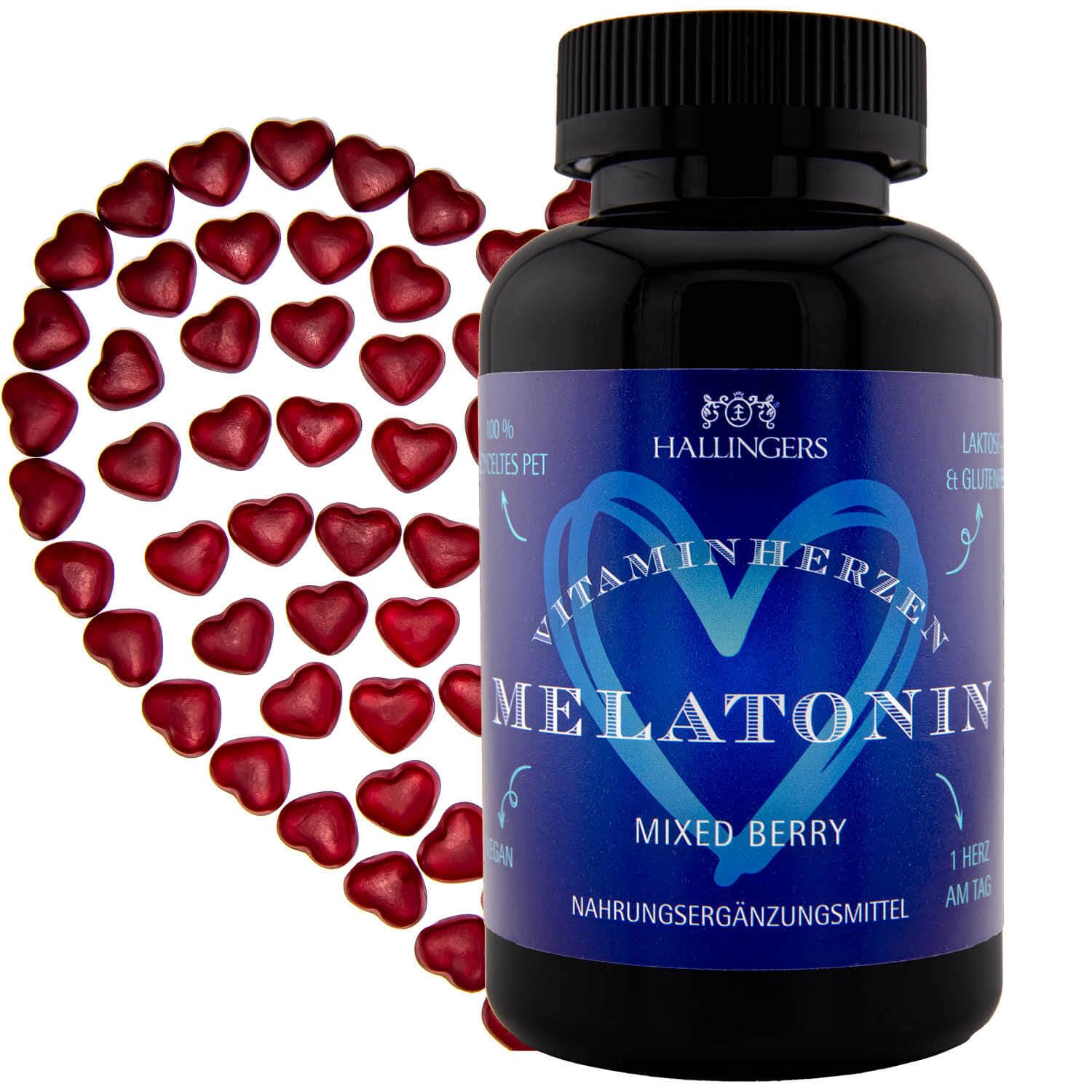 hallingers-wellness-melatonin-herz-gummies-120-mixed-berry-0-5-mg-vegan image 1